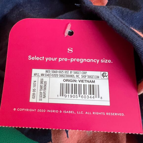 Isabel Maternity Blue Floral Print Short Sleeve T-Shirt Dress - S - NWT - Picture 7 of 7